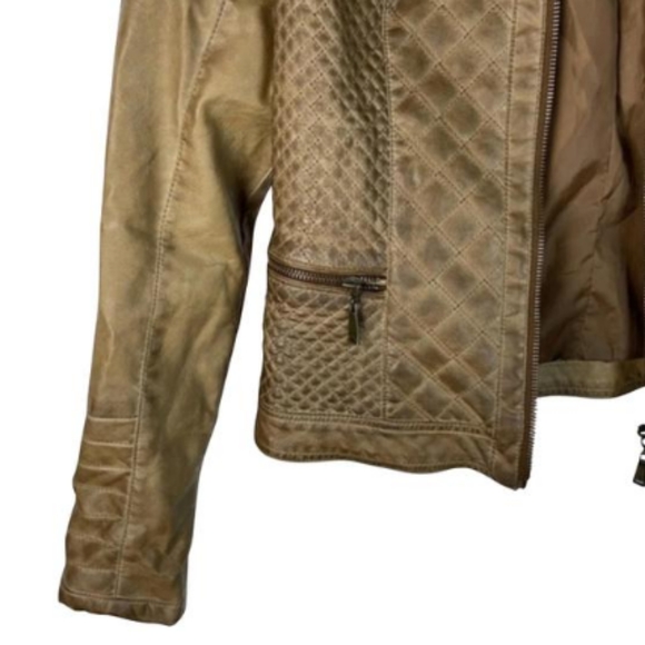 Jou Jou Jackets & Coats Odyn Caramel Quilted Motorcycle Jacket